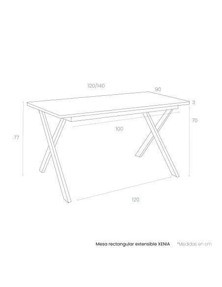 Mesa rectangular extensible XENIA