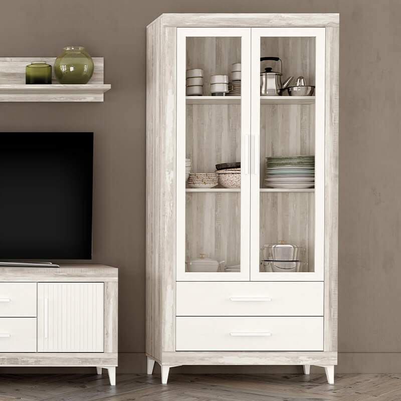 Vitrina dos puertas y dos cajones ROMA