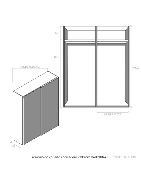 Armario dos puertas correderas 239 cm VALENTINA I
