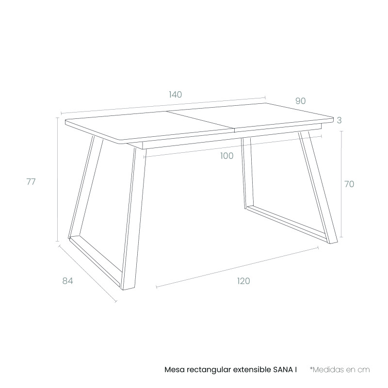 Mesa rectangular extensible SANA I