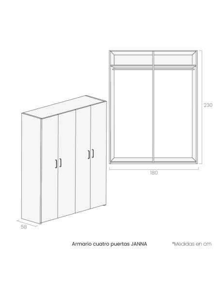 Armario cuatro puertas JANNA