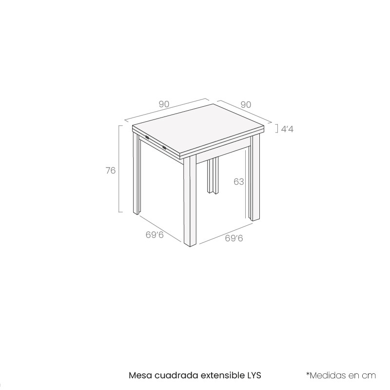 Mesa cuadrada extensible LYS