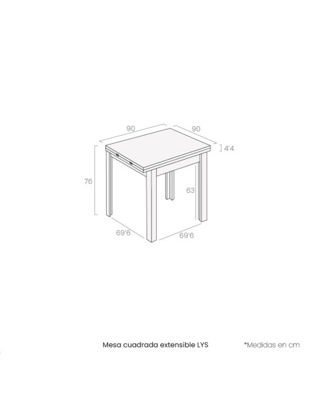 Mesa cuadrada extensible LYS