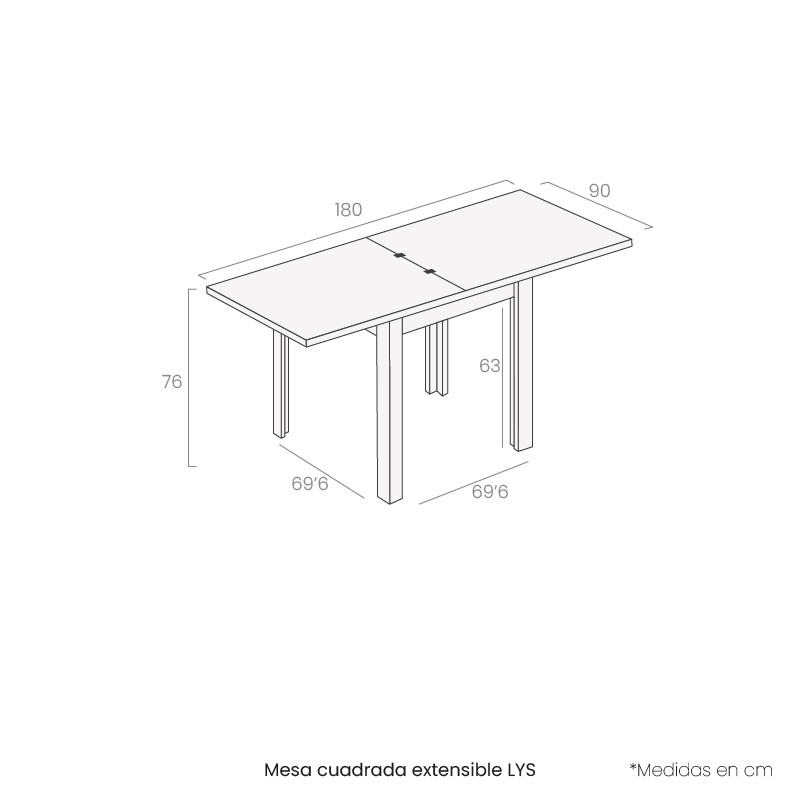 Mesa cuadrada extensible LYS