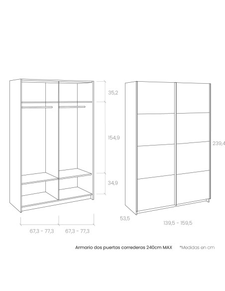 Armario dos puertas correderas 240cm MAX