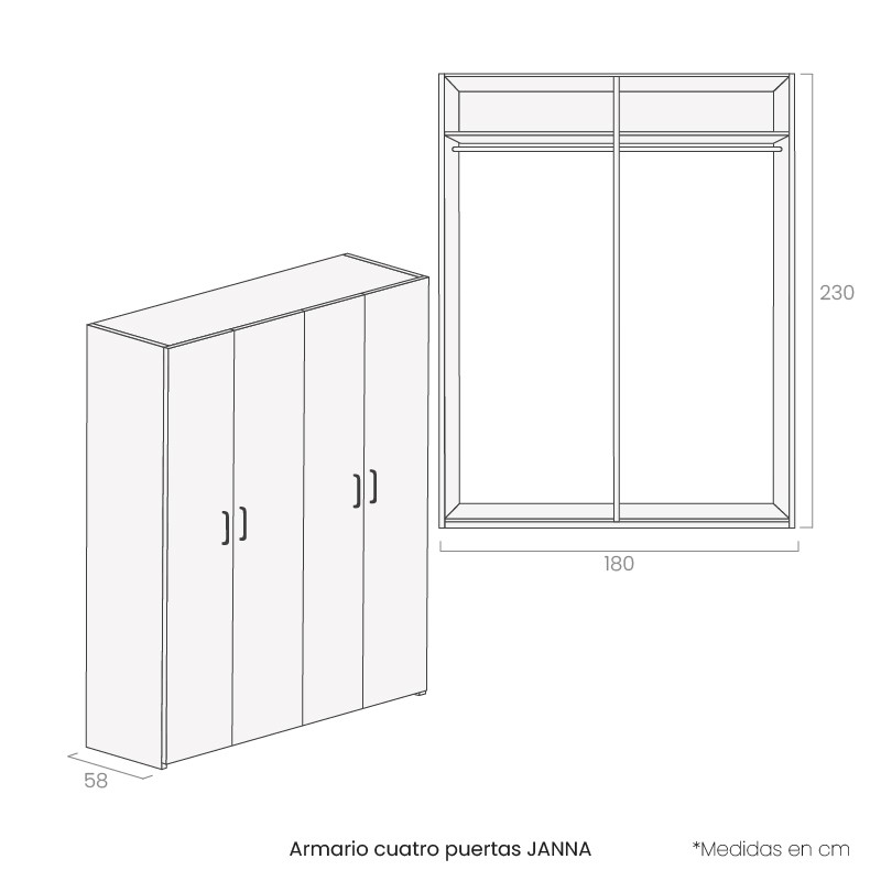 Armario cuatro puertas JANNA