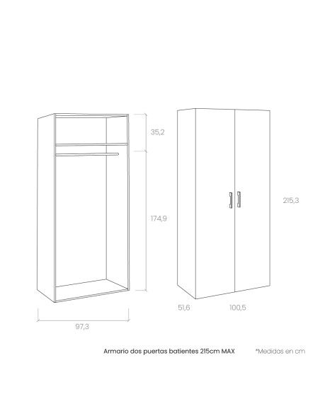Armario dos puertas batientes 215cm MAX
