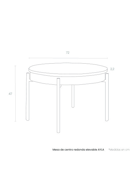Mesa de centro redonda elevable AYLA