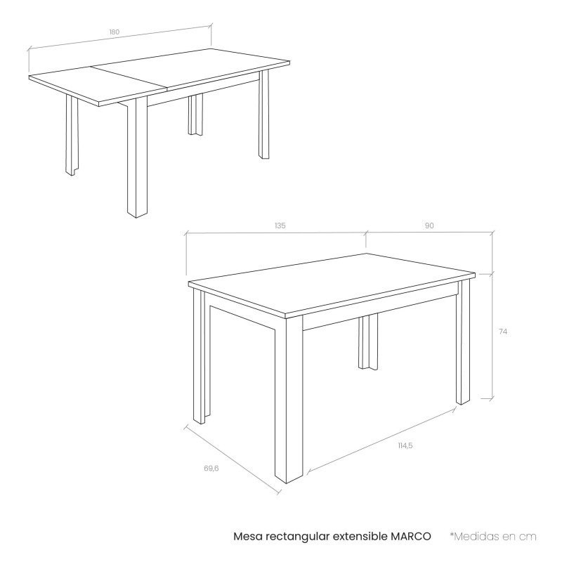 Mesa rectangular extensible MARCO