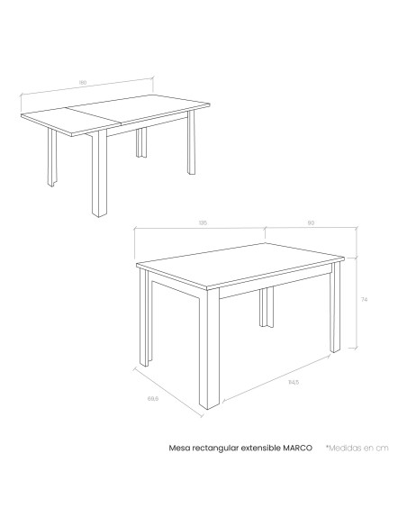 Mesa rectangular extensible MARCO