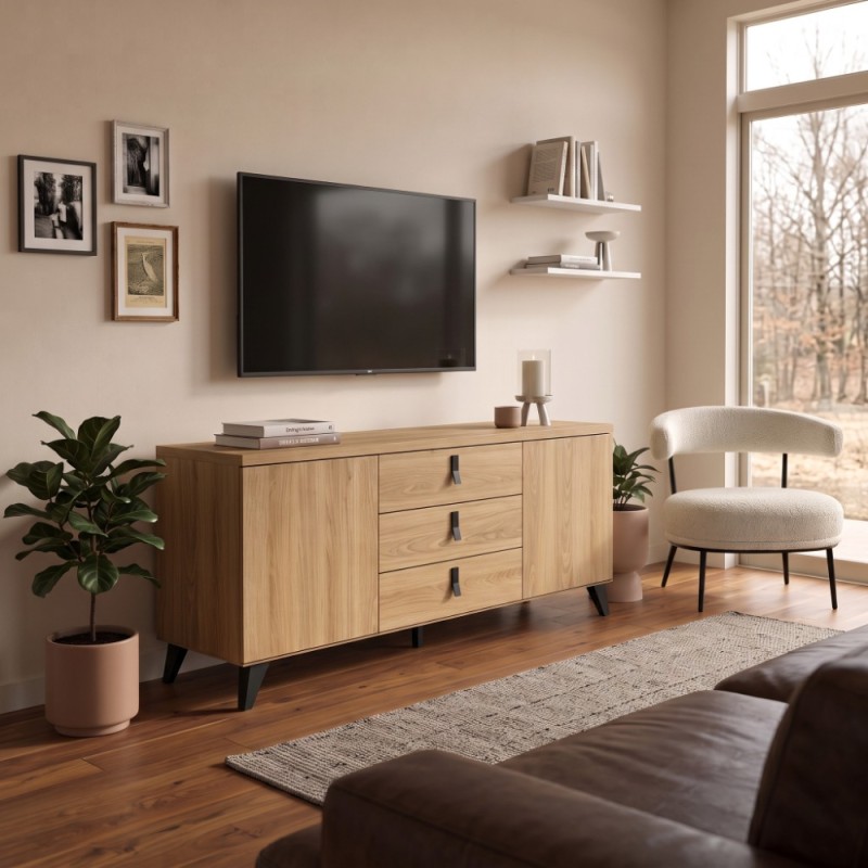Mueble TV dos puertas y tres cajones ELISA
