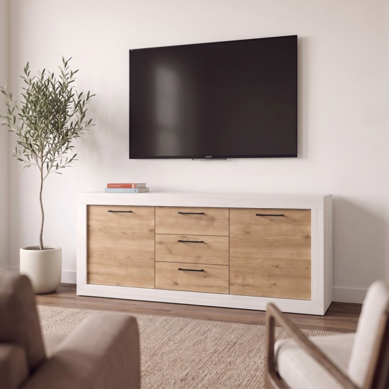 Mueble TV tres cajones y dos puertas 154 cm DALIA