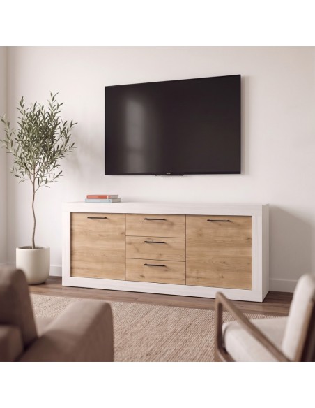 Mueble TV tres cajones y dos puertas 154 cm DALIA