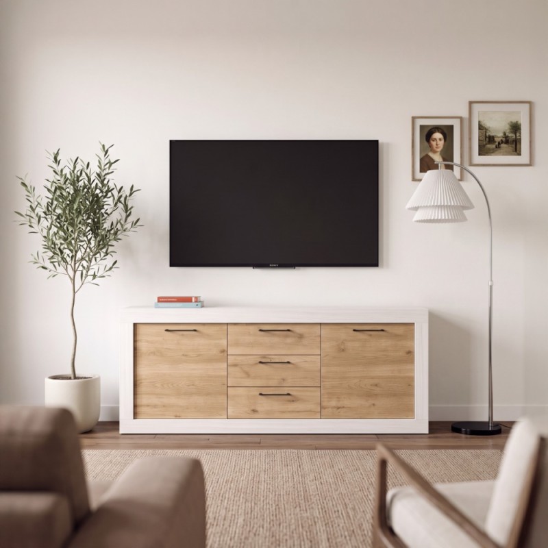 Mueble TV tres cajones y dos puertas 154 cm DALIA