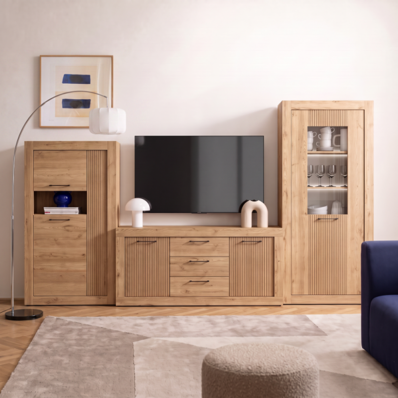 Mueble TV tres cajones y dos puertas 154 cm DALIA