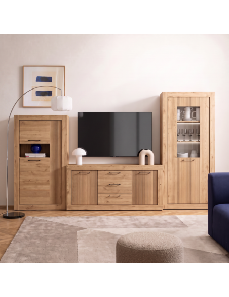 Mueble TV tres cajones y dos puertas 154 cm DALIA