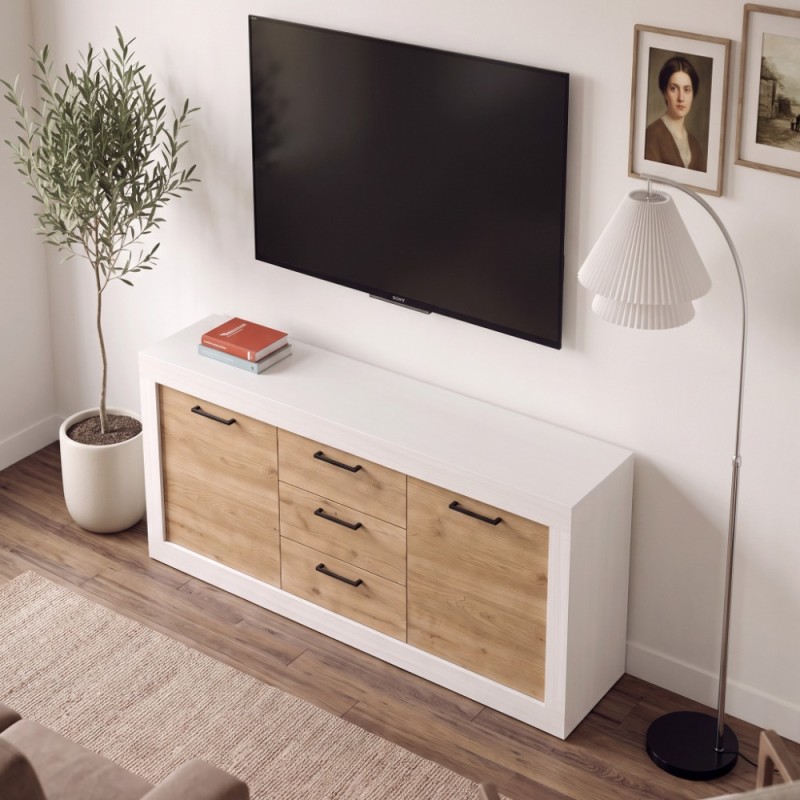 Mueble TV tres cajones y dos puertas 154 cm DALIA