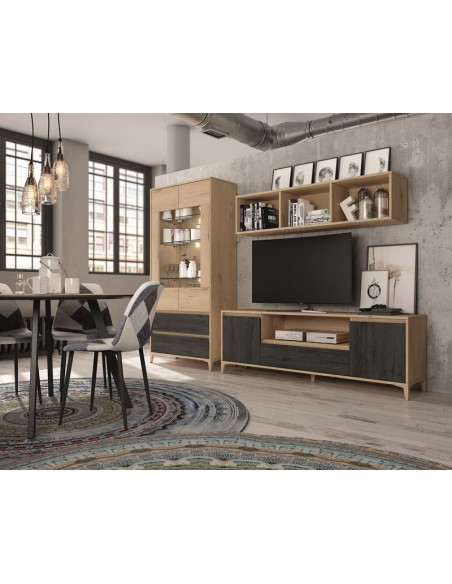 Vitrina dos puertas con cristalera y dos cajones CHIARA I