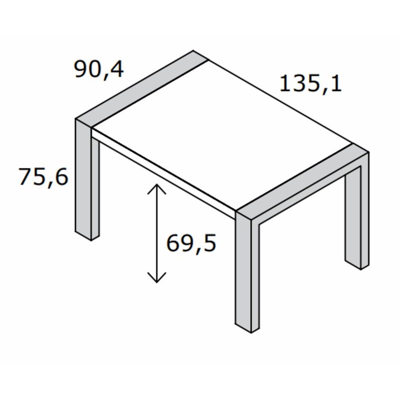 Mesa rectangular pata deslizante ROMA