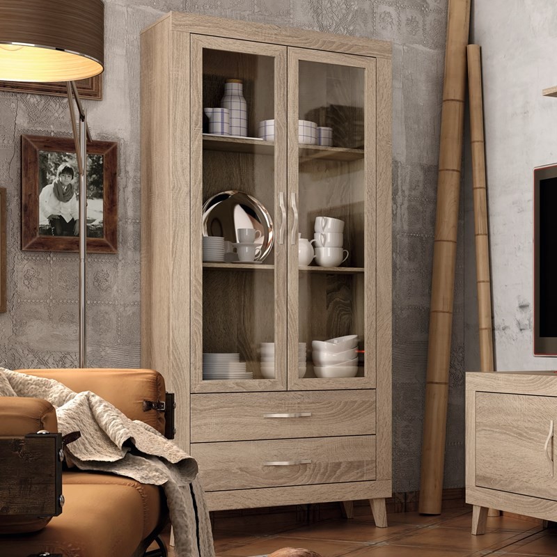 Vitrina dos puertas y dos cajones ROMA