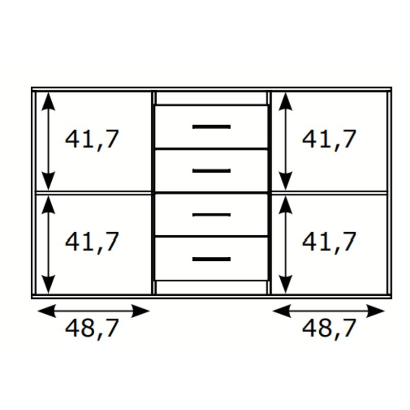 Aparador dos puertas y cuatro cajones ROMA