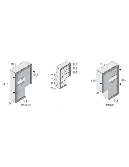 Modulo con vitrina MILANO