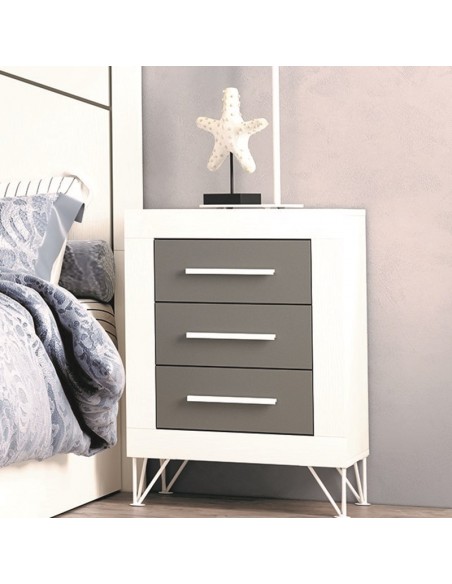 Mesita de noche tres cajones VIENA